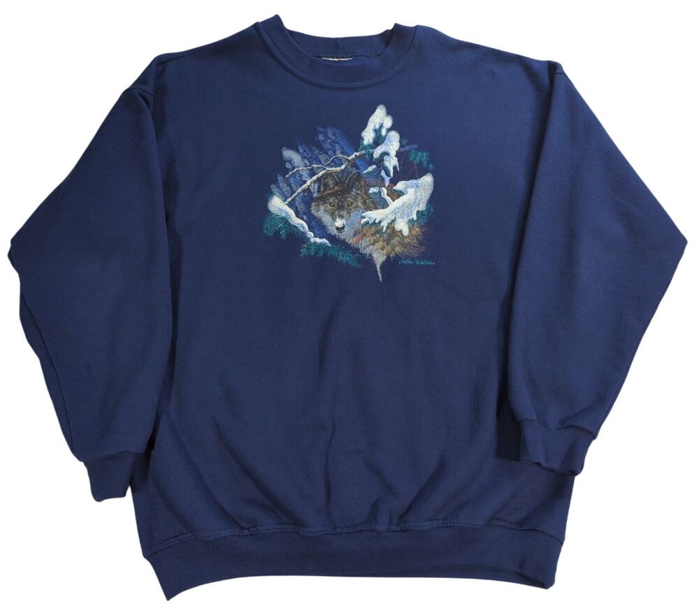 VTG Northern Reflections Sweatshirt XL Wolf Graphic Nature Wildlife Crewneck